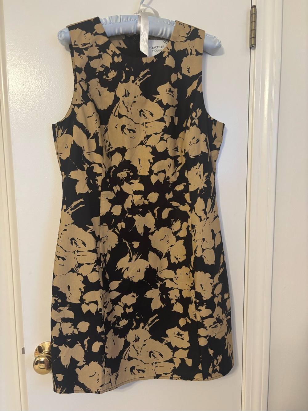 Sleeveless Black Dress with Tan Floral Print by Hyacinth House